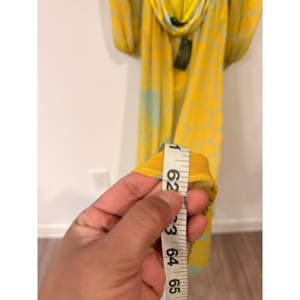 Rhythm Boutique Cutout Plunge Maxi Dress Small Yellow Boho Resort High Slit - Picture 7 of 12